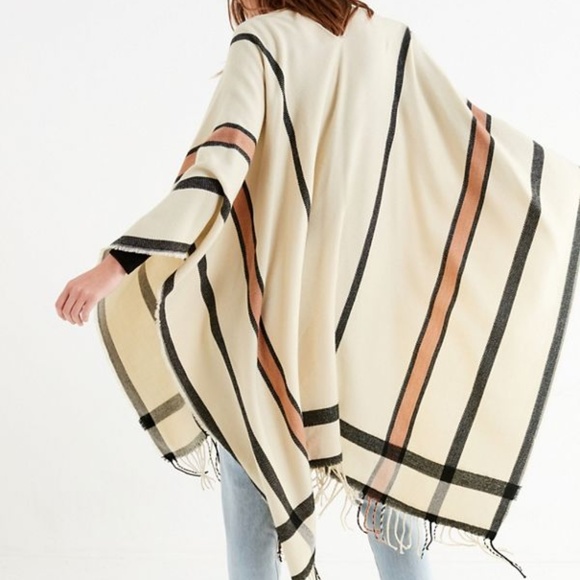 Modern Stripe Brushed Poncho - Picture 4 of 6